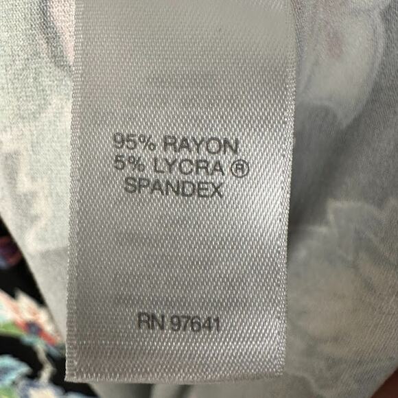 J Jill Wearever Collection Dress Womens Medium Black Floral Short Sleeve Stretch - Picture 8 of 13